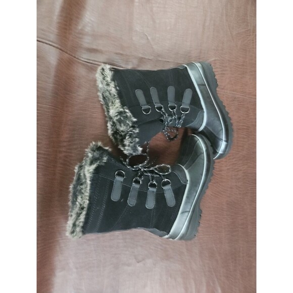 Worn Once Khombu Ellie Boot 8M Black Insulated Fur Winter Snow Boots 11 in Tall - Picture 6 of 10